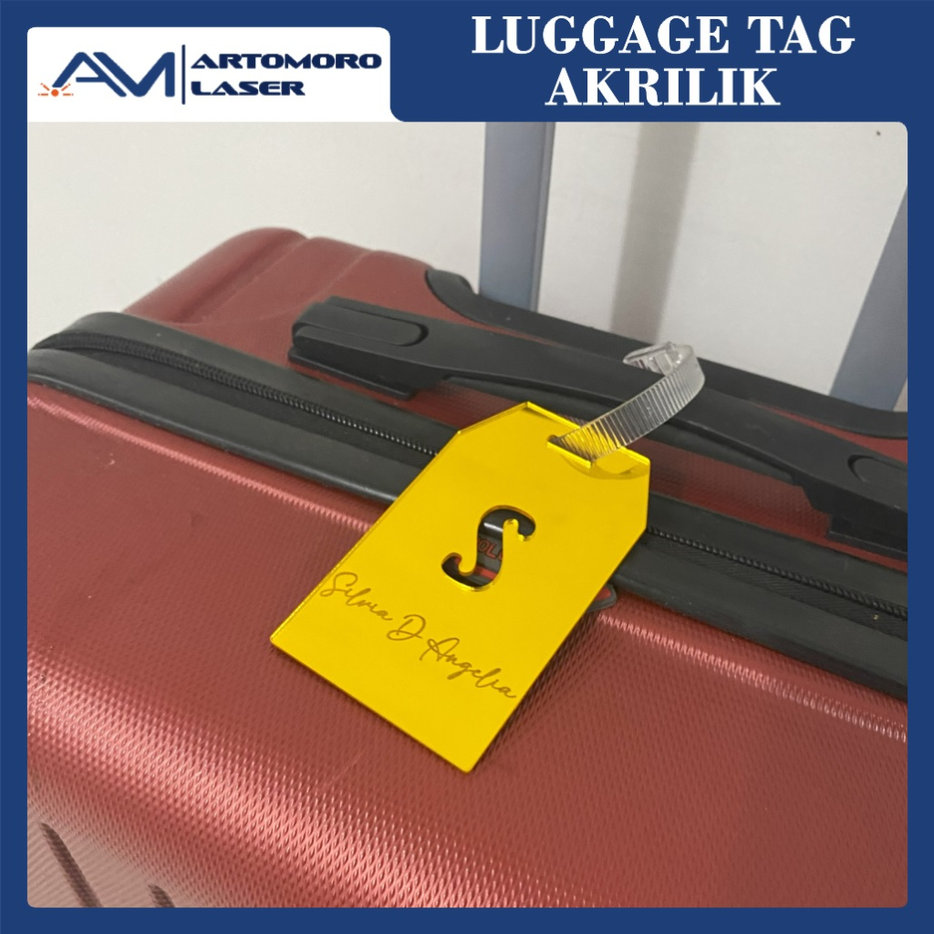 Jual Luggage Tag Koper Akrilik Gold Mirror Gantungan Tas Koper