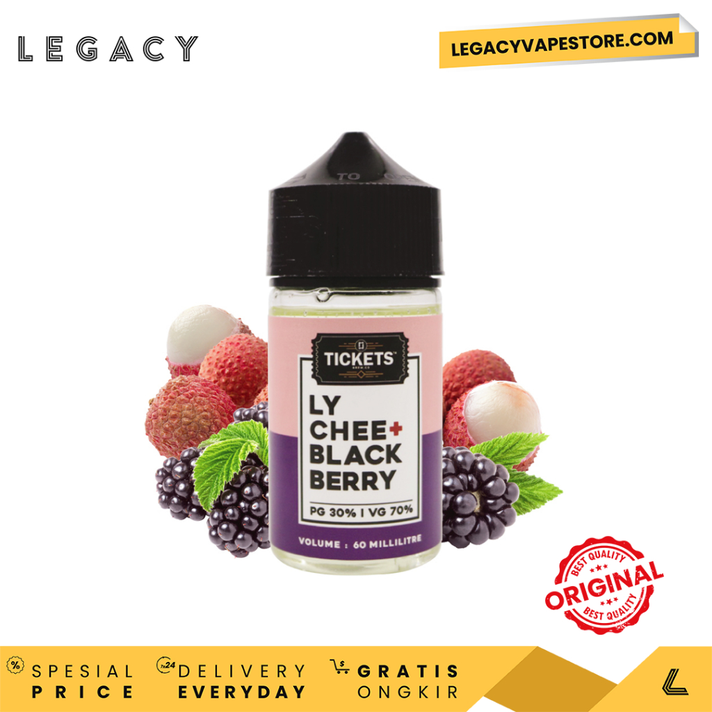 Jual Liquid Malay Tickets Lychee Blackberry Freebase - 60ml free 15ml ...