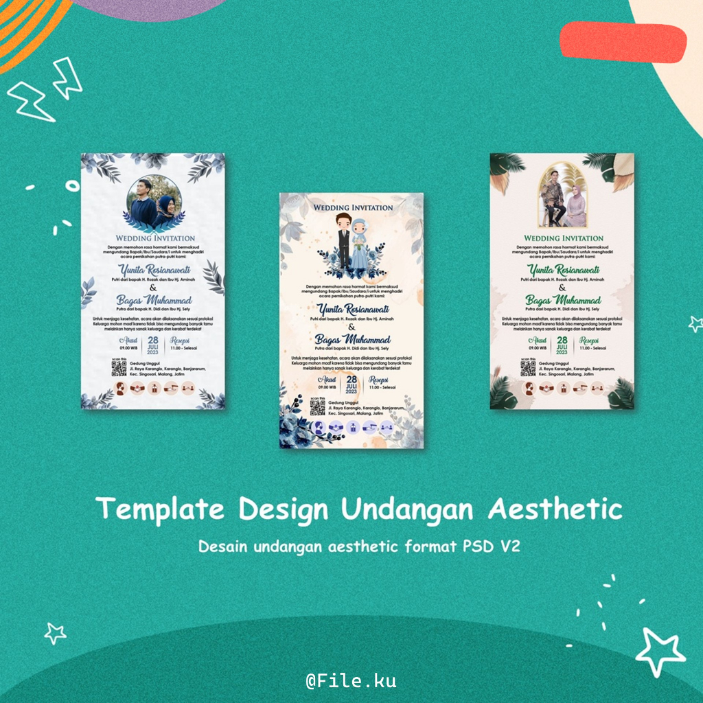 Jual Template Desain Undangan Aesthetic V2 Digital Wedding Invitation