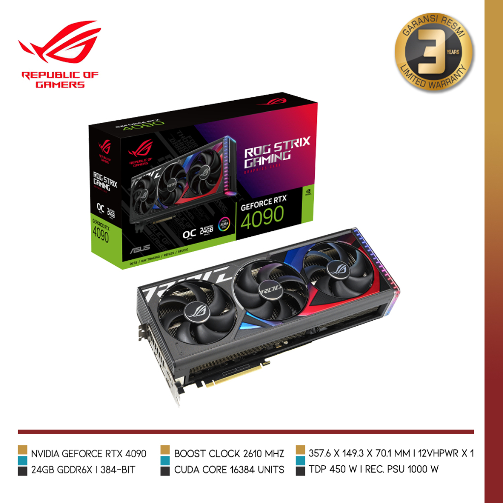 Jual ASUS ROG Strix GeForce RTX 4090 OC Edition 24GB GDDR6X | Shopee ...