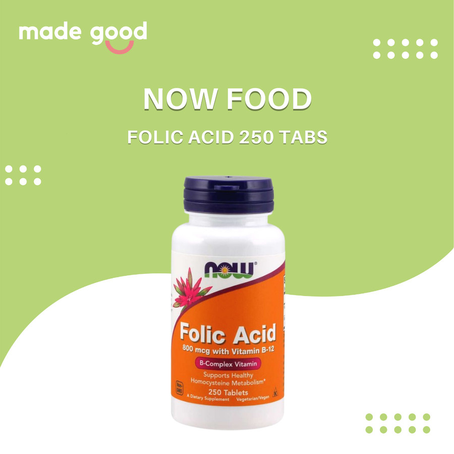 Jual Now Foods Folic Acid 800mg With Vitamin B-12 MCG 250 Tablet Asam ...