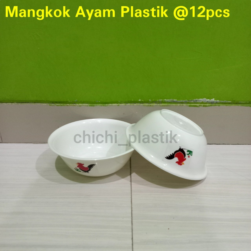 Jual Isi 12 Pcs Mangkok Plastik Ayam Jago Putih Mangkok Bakso