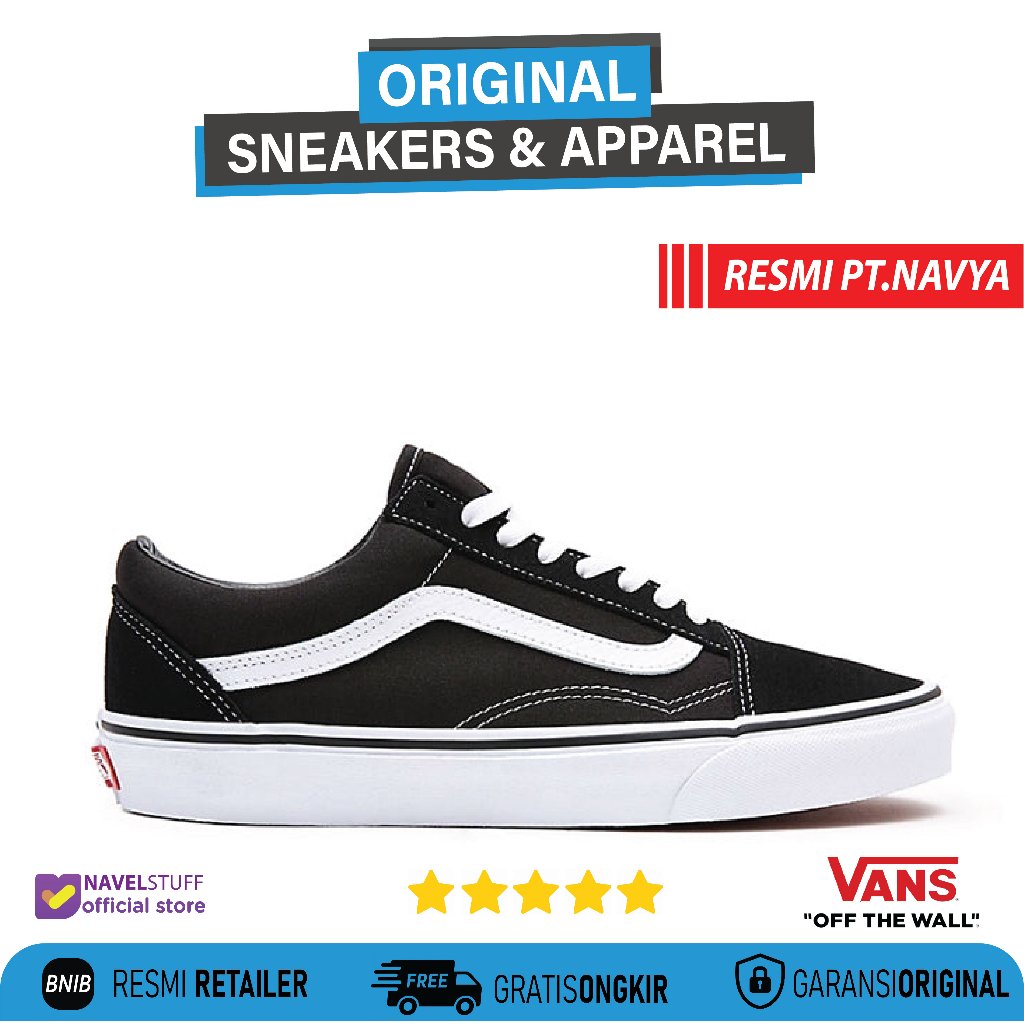 VANS Old Skool Classic Core Black White Original Resmi BNIB Authorized Dealer PT Navya