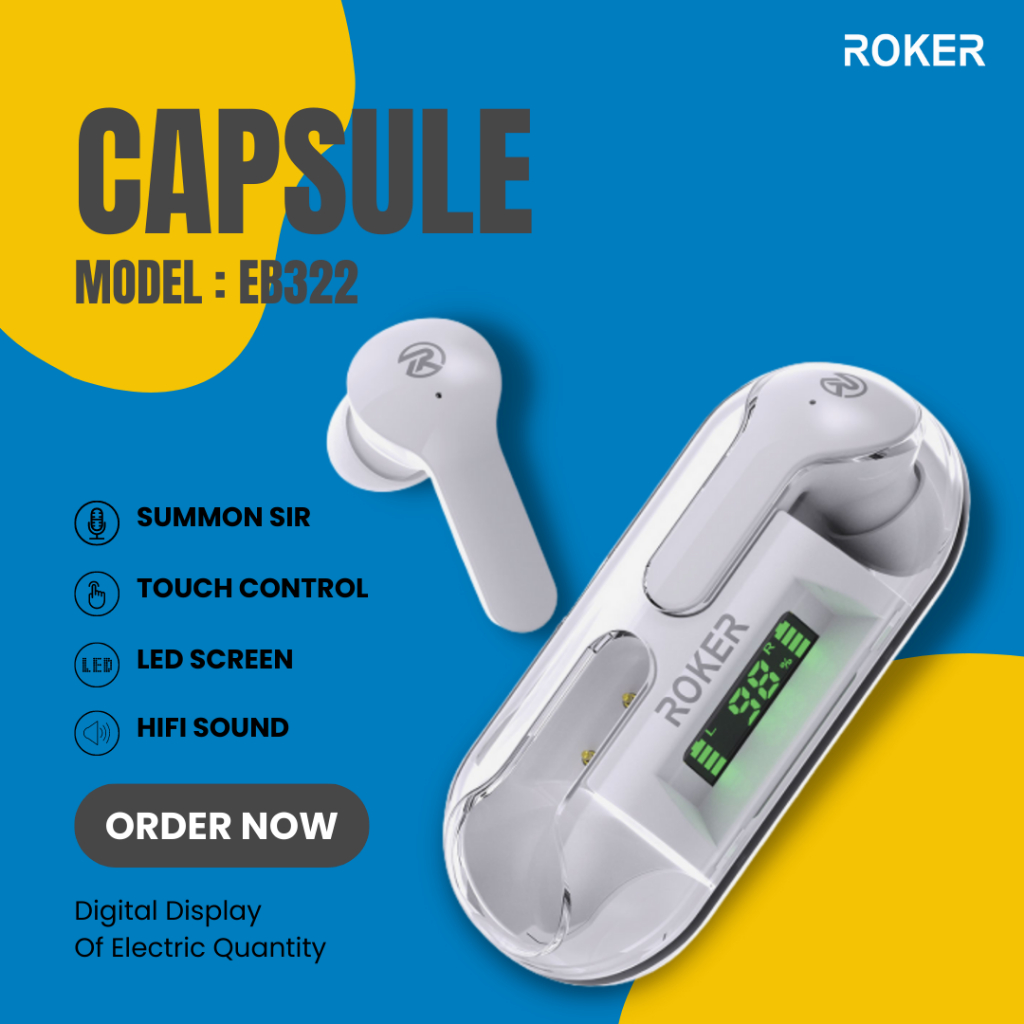 Jual TWS ROKER CAPSULE EB322 IN EAR BASS LED | Shopee Indonesia