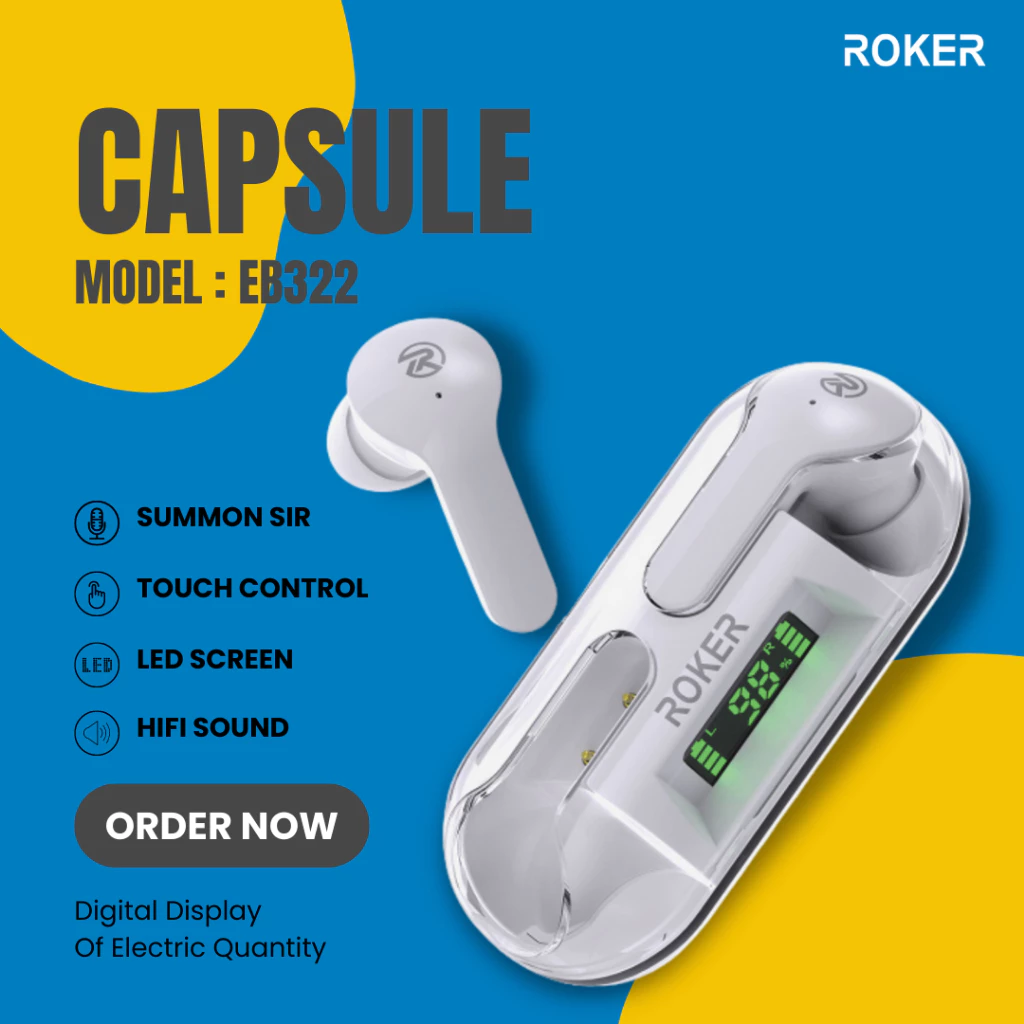 TWS ROKER CAPSULE EB322 IN EAR BASS LED
