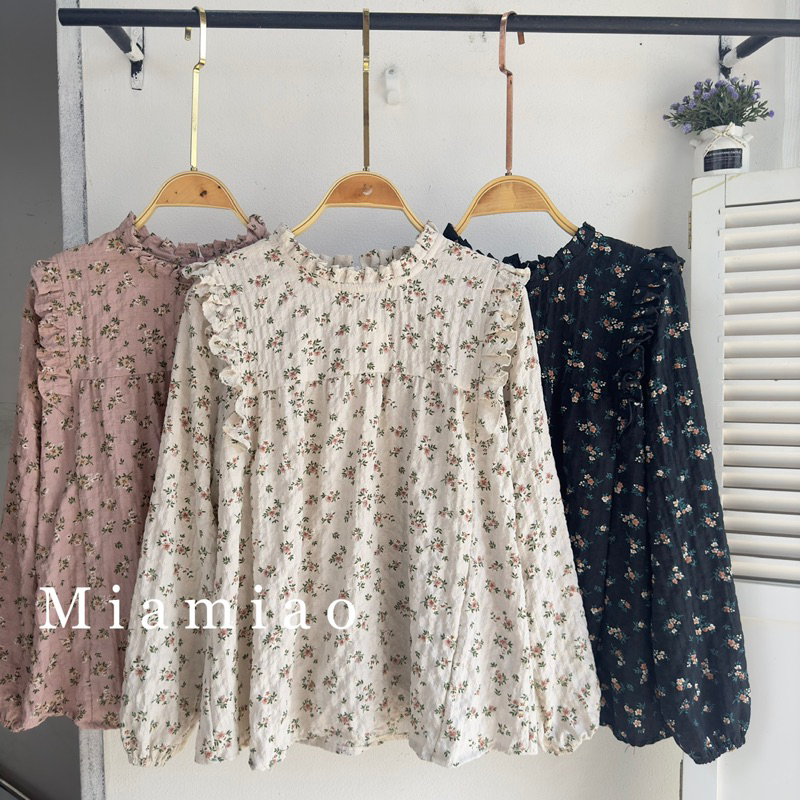 Jual Blouse Ruffle Flowers Korean style | Baju Atasan Wanita Kekinian