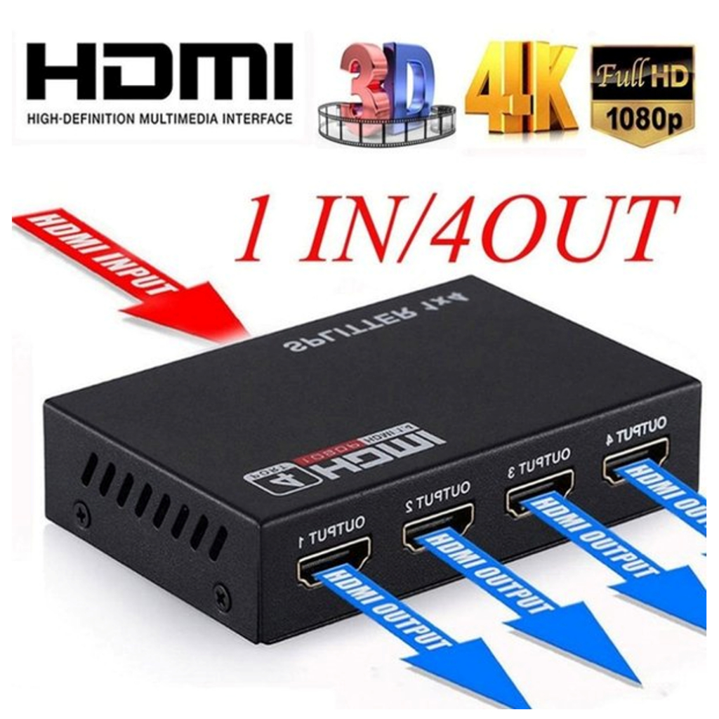 Jual HDMI Splitter 1 In 4 Out 4 Port Hub Split Repeater Amplifier ...