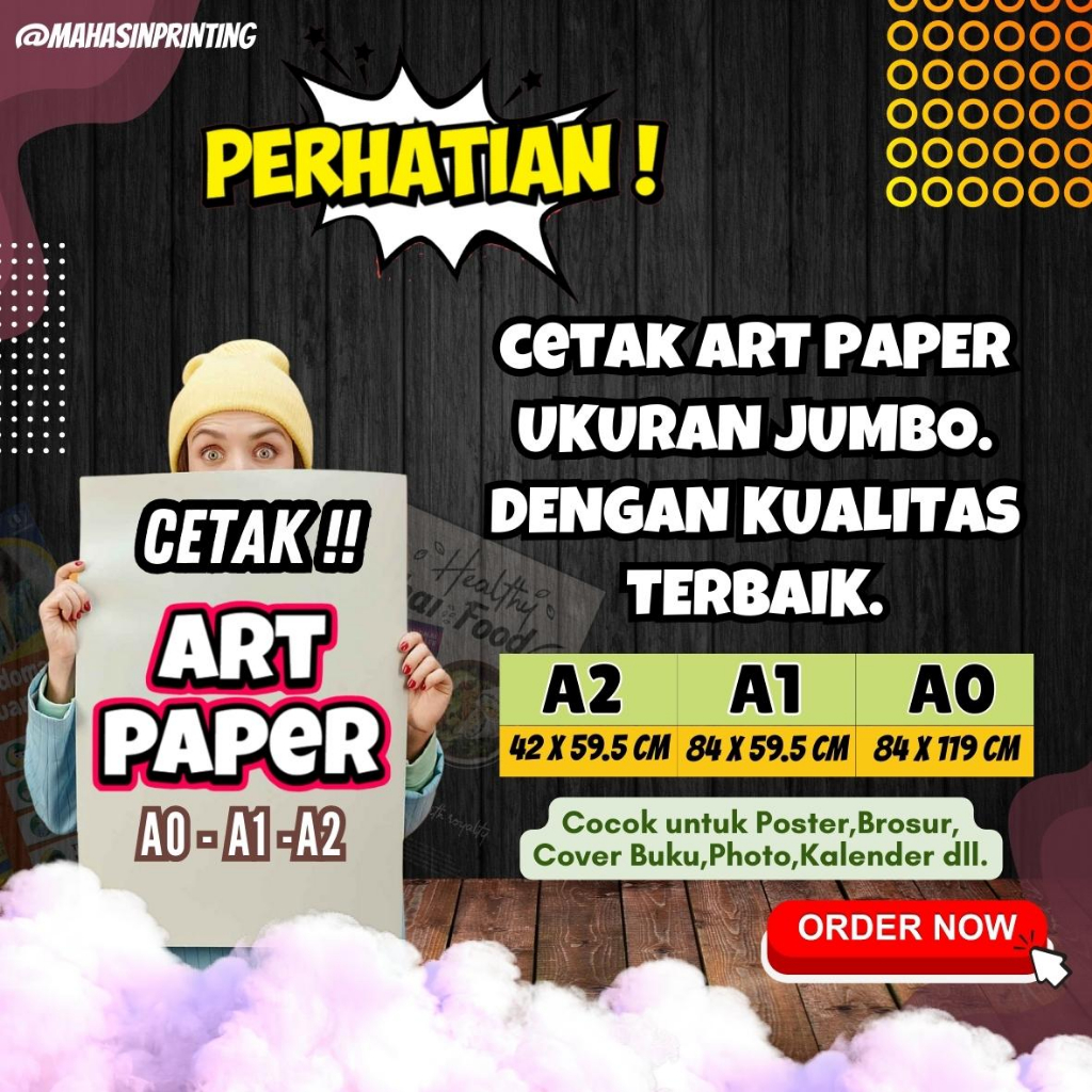 Jual CETAK ART PAPER UKURAN JUMBO A0 , A1 ,A2 GRAMASI 150G, 260G,310GSM
