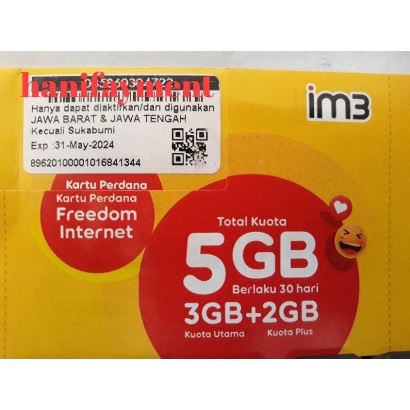 Jual KARTU/PERDANA IM3 OOREDOO 5GB | Shopee Indonesia