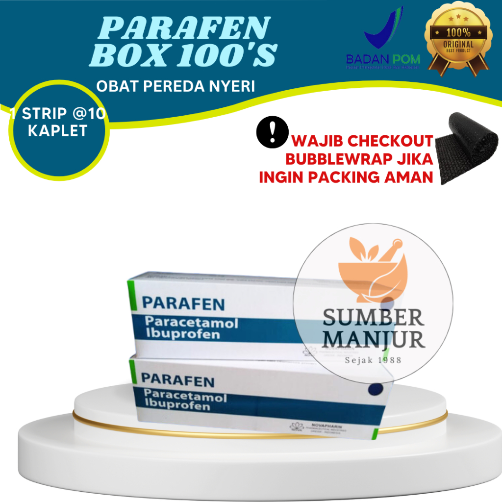 Jual PARAFEN BOX 100 kaplet Paracetamol Ibuprofen Obat Nyeri