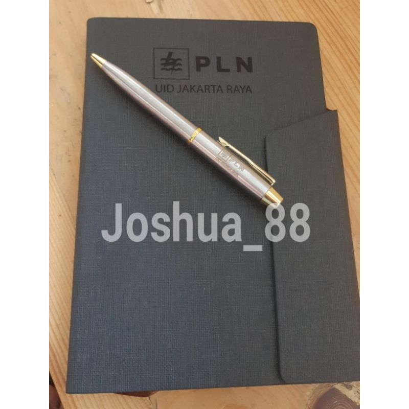 Jual Buku Agenda + Pulpen Parker Custom Logo PLN Bisa Pesan Gambar Logo ...