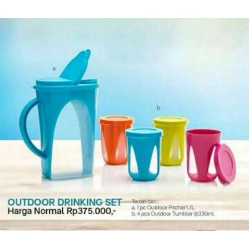 Jual Outdoor drinking set tupperware / teko tupperware dan gelas minum ...