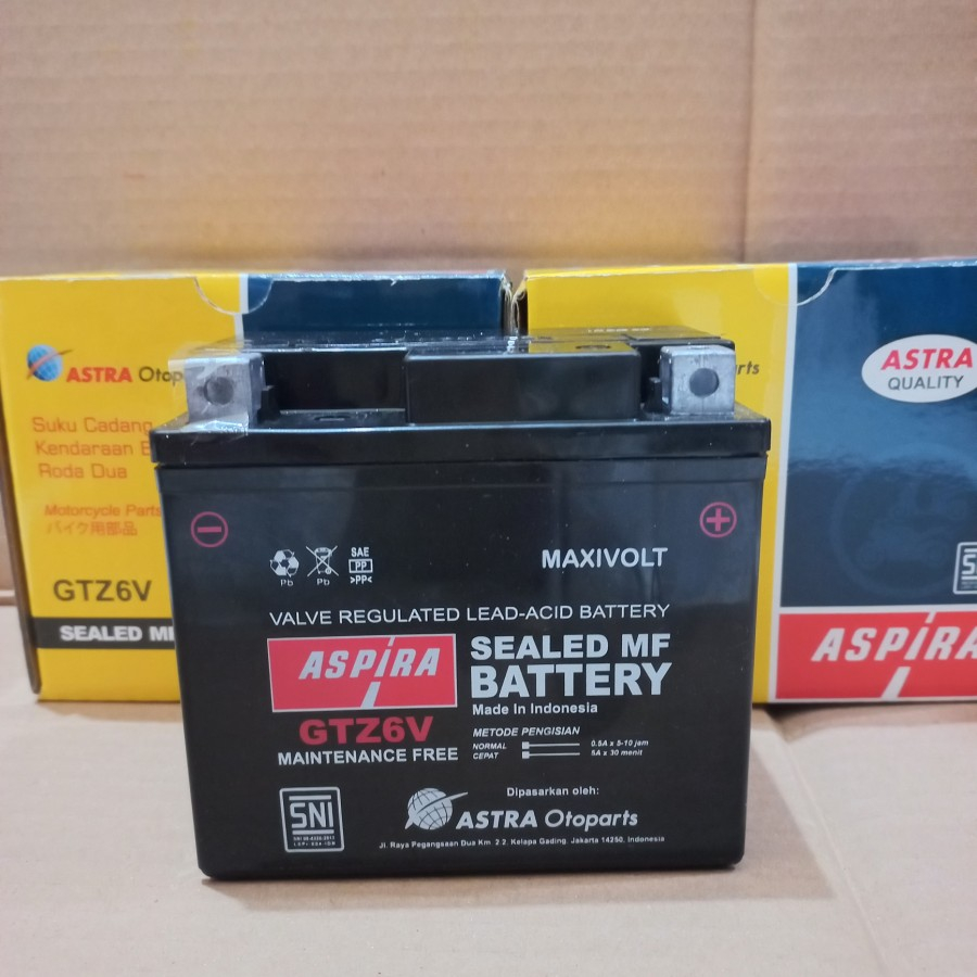 Jual AKI KERING ASPIRA GTZ6V 12V 5AH /CBR/VARIO 125 150 | Shopee Indonesia