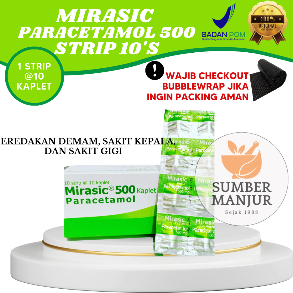 Jual MIRASIC 500 MG / PARACETAMOL / OBAT SAKIT KEPALA,DEMAM, NYERI