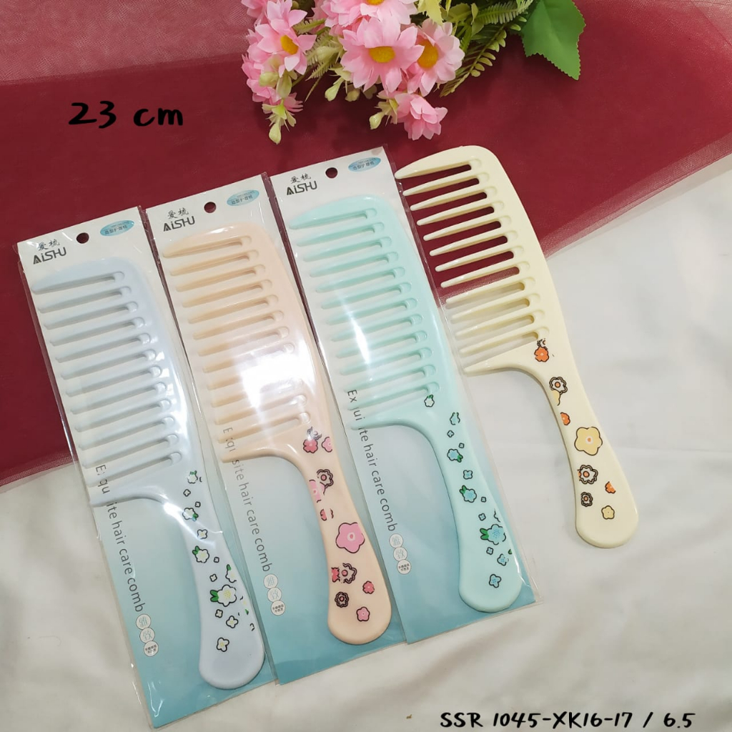 Jual Sisir Rambut Gigi Jarang Aneka Pilihan Warna / Sisir Gagang Motif ...