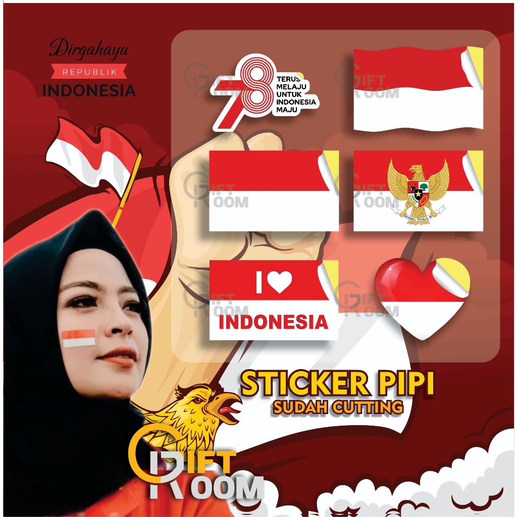Jual Sticker Pipi Sticker lengan HUT RI Kemerdekaan Bendera Merah Putih