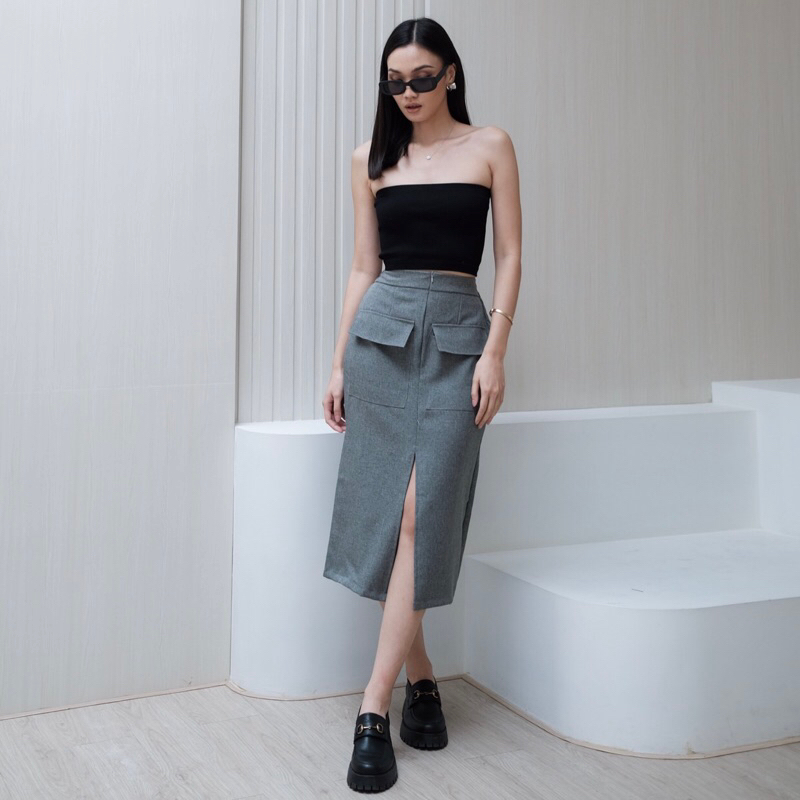 Jual POCKET SLIT MIDI SKIRT | Shopee Indonesia