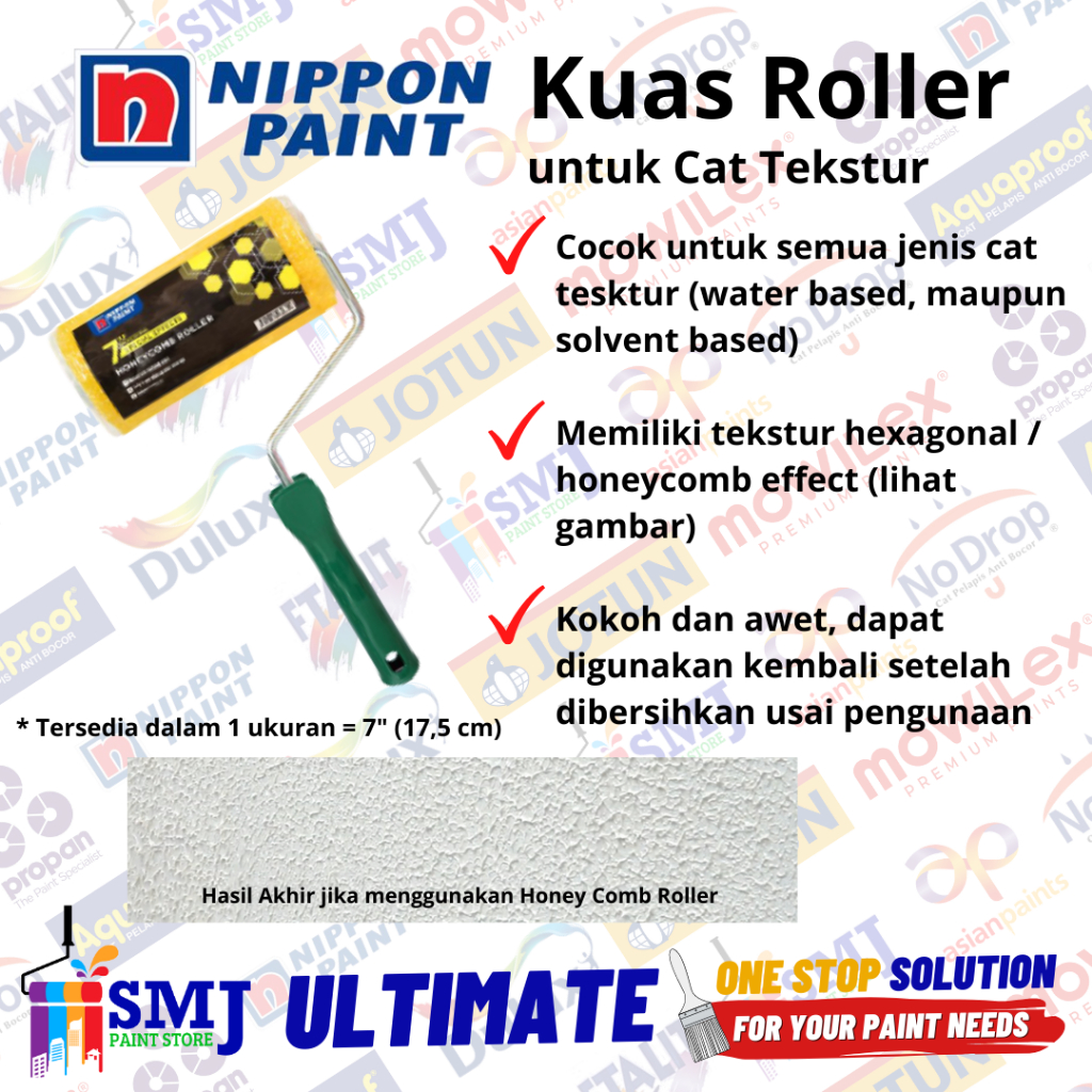 Jual Kuas Roll Tekstur NIPPON PAINT Texture Paint Roller Hexagonal 7