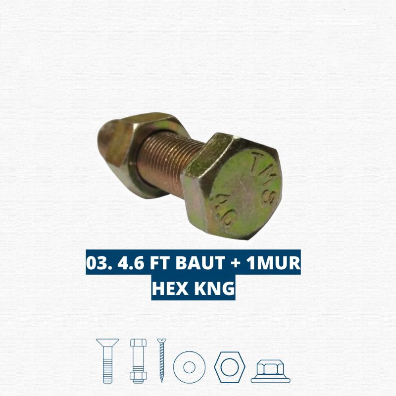 Jual Baut Mur M10 Kunci 14 Full Drat P1.25 Kuning - Baud 14 - Bolt Nut ...