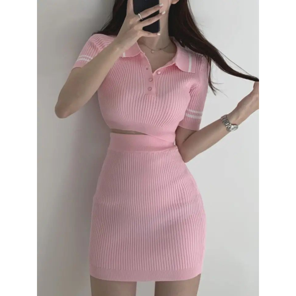 Jual Toply shop COD setelan crop top wanita / set crop + celena rok ...