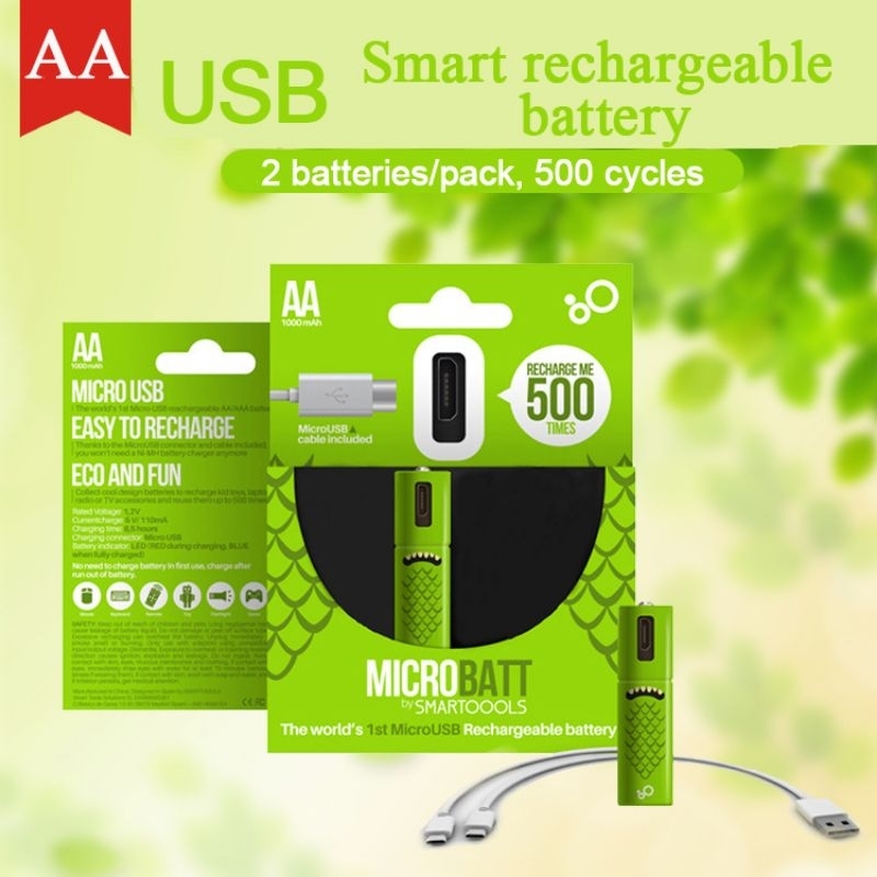 Jual 2PCS MicroBatt Rechargeable AA Portable Battery 1000mAh (2 Pcs ...