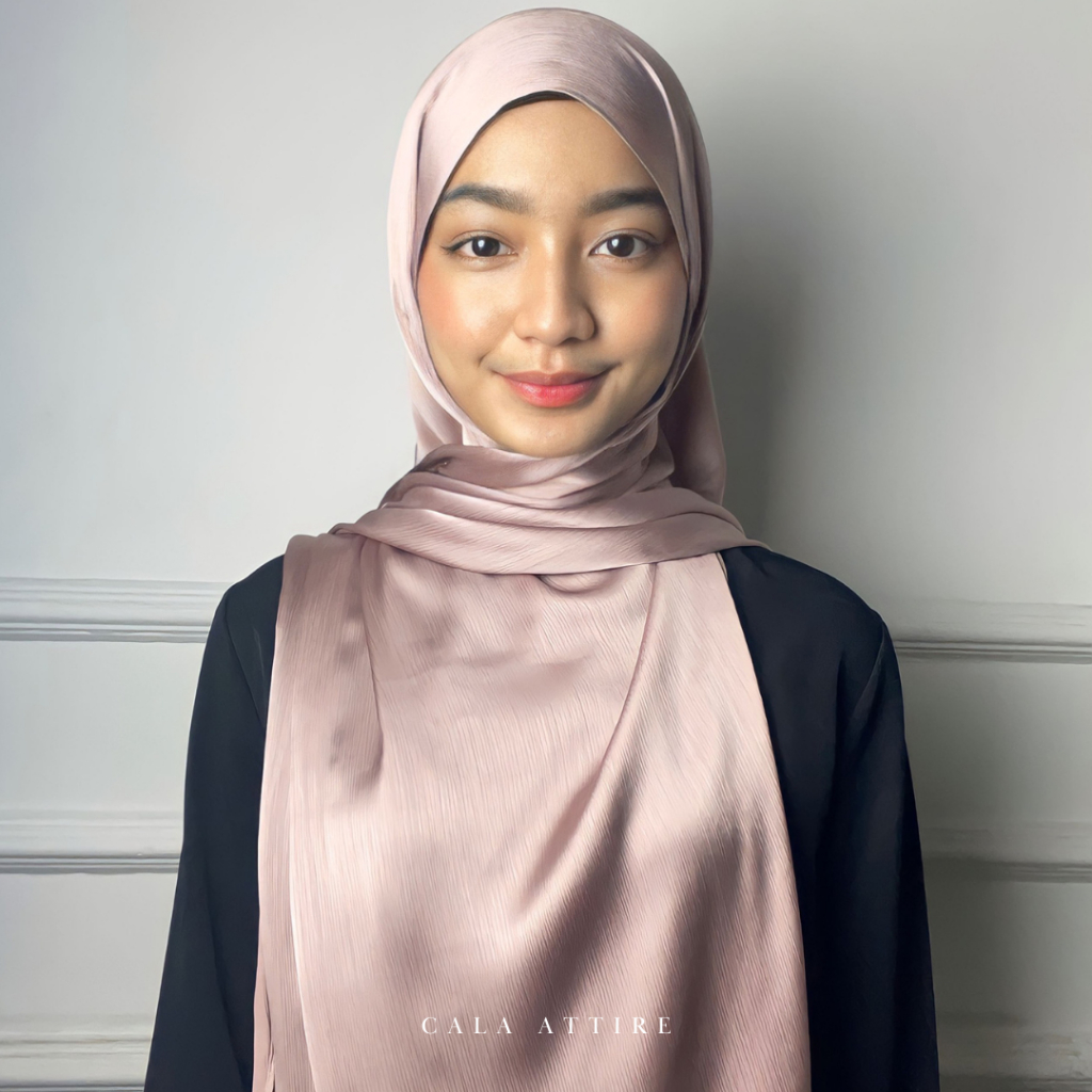 Camilia Bawal Shawl Cala Attire Pashmina oval hijab ala malaysia tudung  jilbab syari malay instan silk satin crinkle pleatedcurve epscarf pizza
