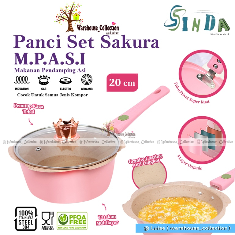 Jual Panci Set sakura 2pcs + tutup elegant/ Granit Wajan Keramik Food