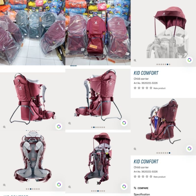 Jual deuter kid comfort active dan pro tas gendongan baik anak baby