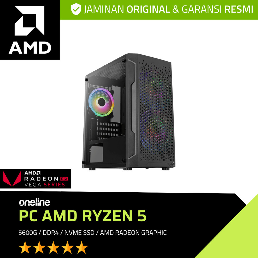 Jual PC Gaming PC Rakitan Ryzen 5 5600G 16GB DDR4 NVMe SSD 1TB