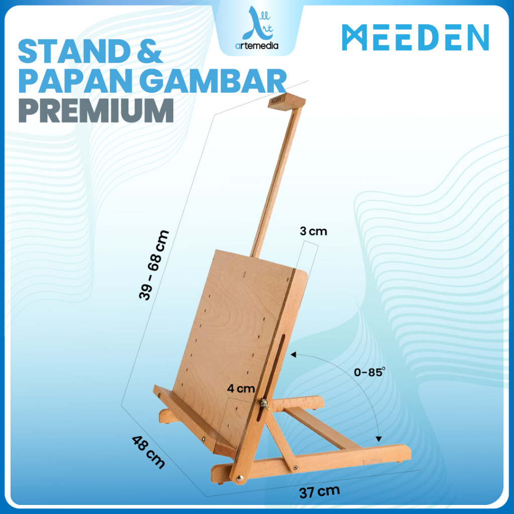 Jual Meeden Drawing Board Adjustable Tabletop Easel | Solid Wood ...