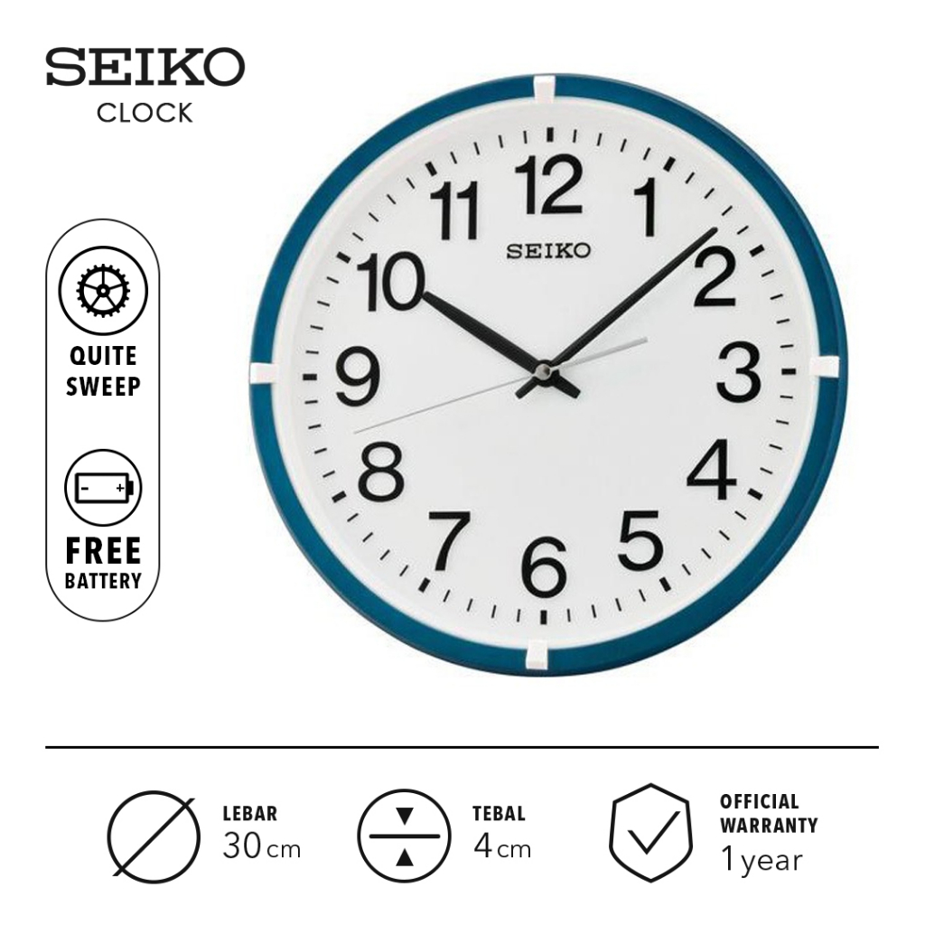 Jual Jam Dinding Seiko Analog Bulat QXA652L Mettalic Blue 30Cm Ori