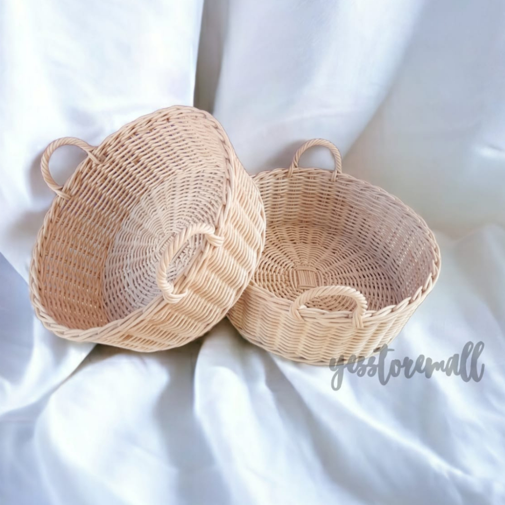 Jual keranjang rotan bulat handle besar wadah hantaran pernikahan ...