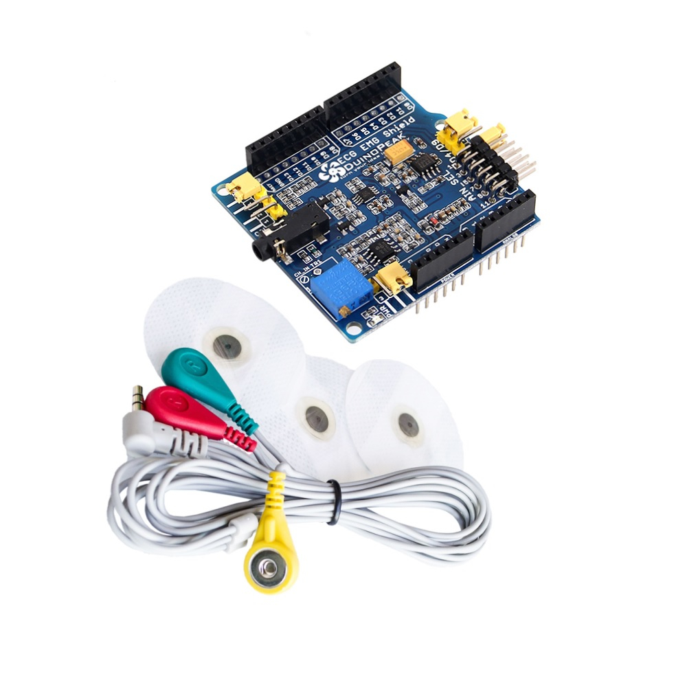 Jual ECG EKG EMG Shield for Arduino with Cables and Electrodes ...