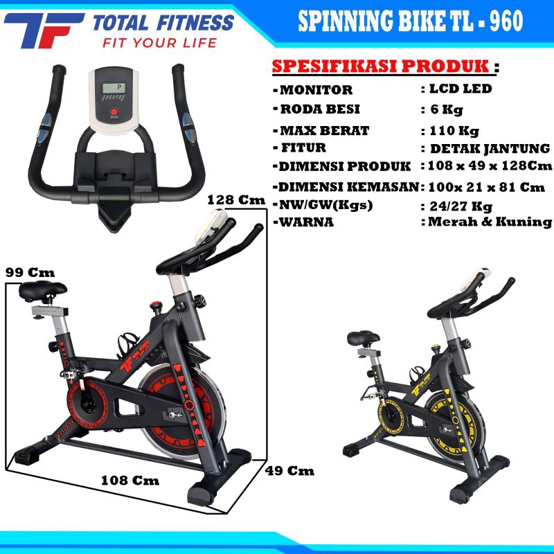 Jual Sepeda Statis Spinning Bike Tl 960 Total Fitnes Shopee Indonesia