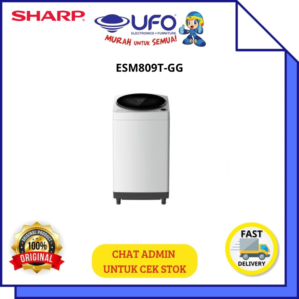 Jual SHARP ESM809T-GG MESIN CUCI SHARP TOP LOADING 8KG | Shopee Indonesia