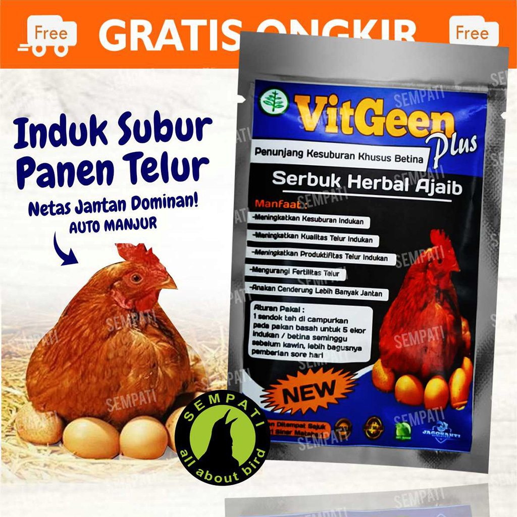 Jual Vitgeen Plus Jamu Ayam Betina Indukan Petelur Vitamin Suplemen