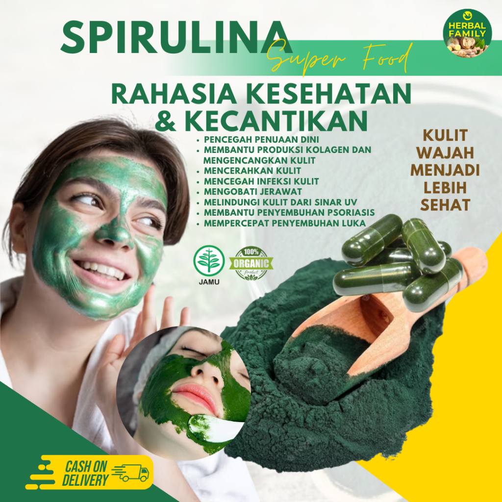 Jual MASKER SPIRULINA / SUPLEMEN 100 HERBAL TRADISIONAL / Premium