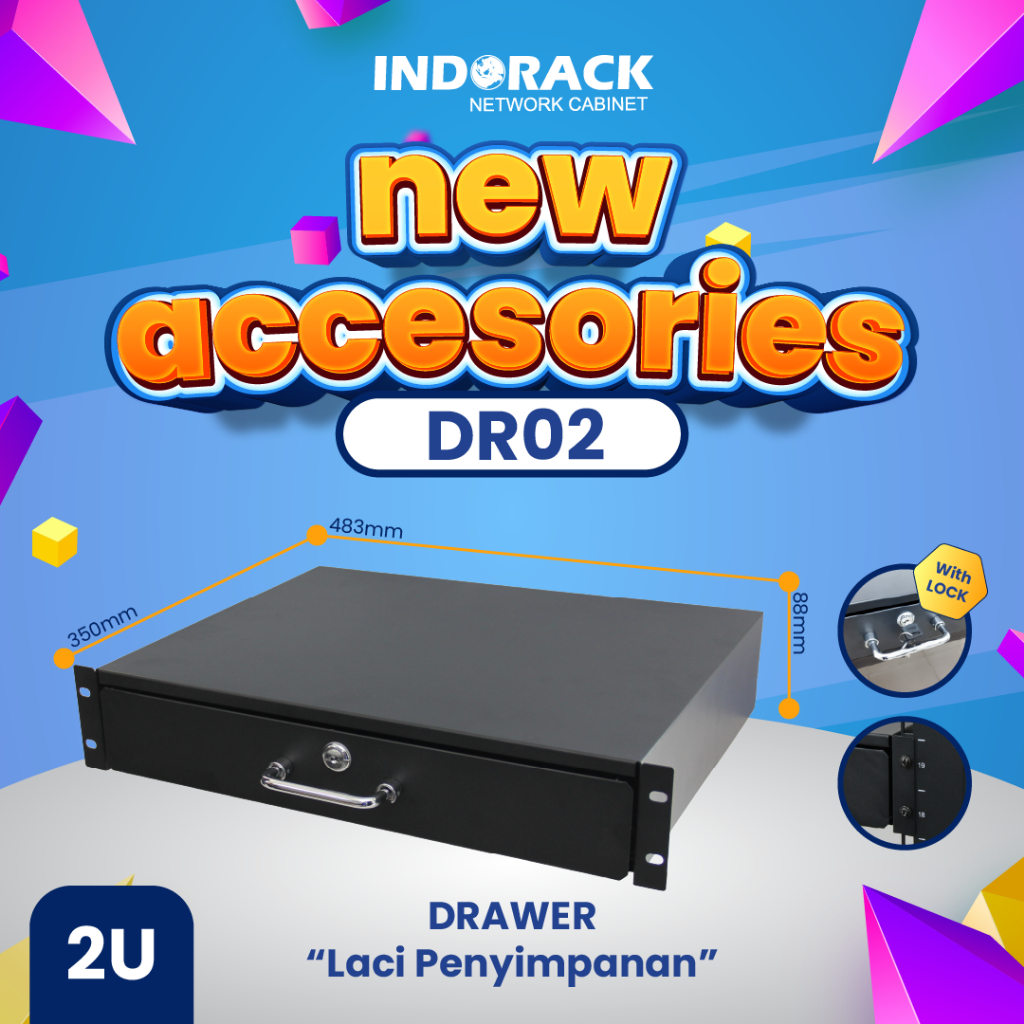 Jual ACCESSORIES DRAWER INDORACK 2U DEPTH 350MM DR02 RACKMOUNT DRAWER ...