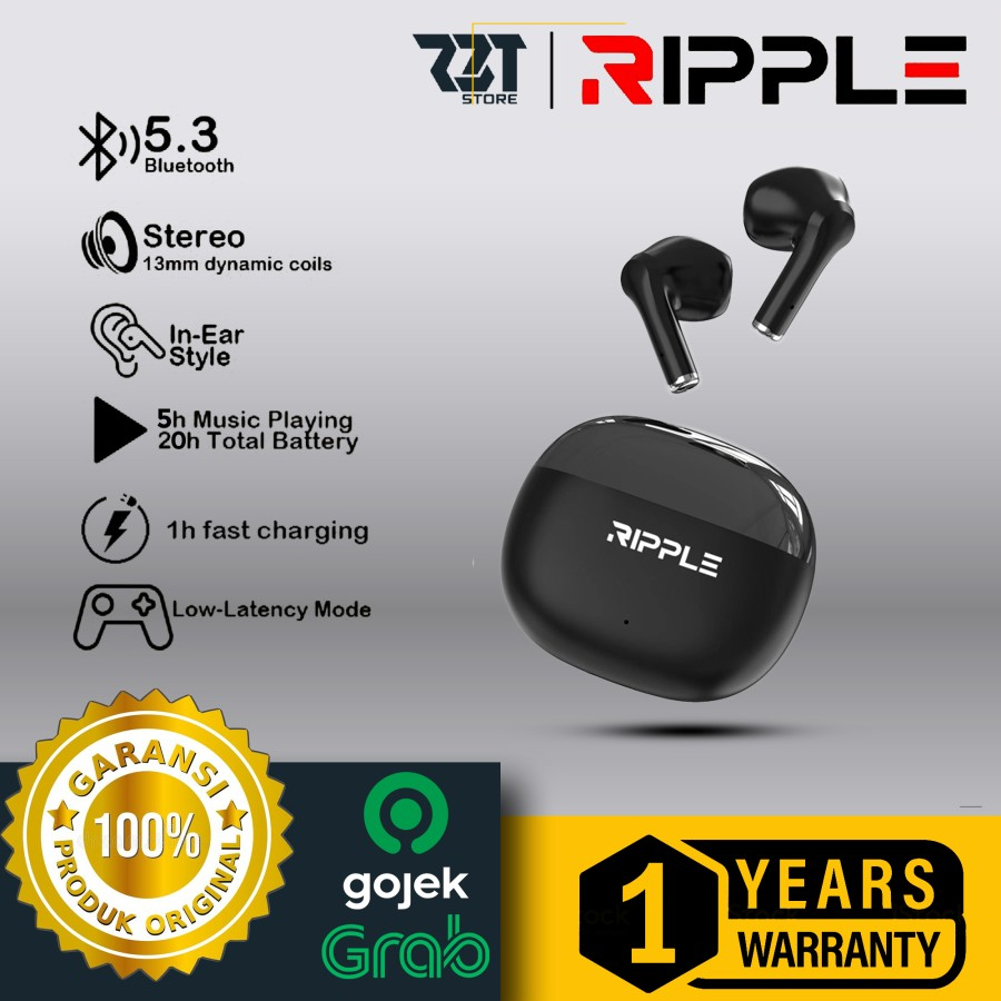 Jual Ripple Rippods True Plus TWS Headset Bluetooth Earphone Mini ...