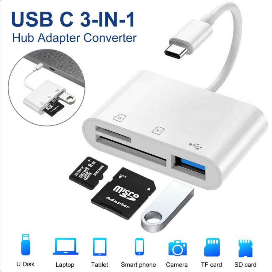 Jual Card Reader Adapter 3 in 1 Type C Adapter USB 3.0 Converter Memory ...