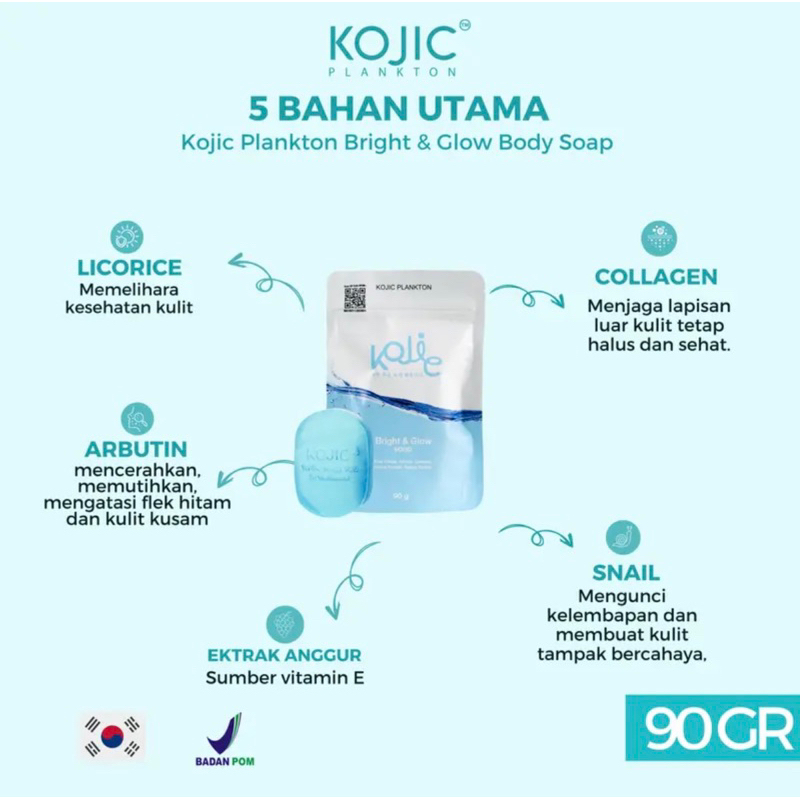 Jual KOJIC PLANKTON 90gr bright & glow face soap/body soap Original