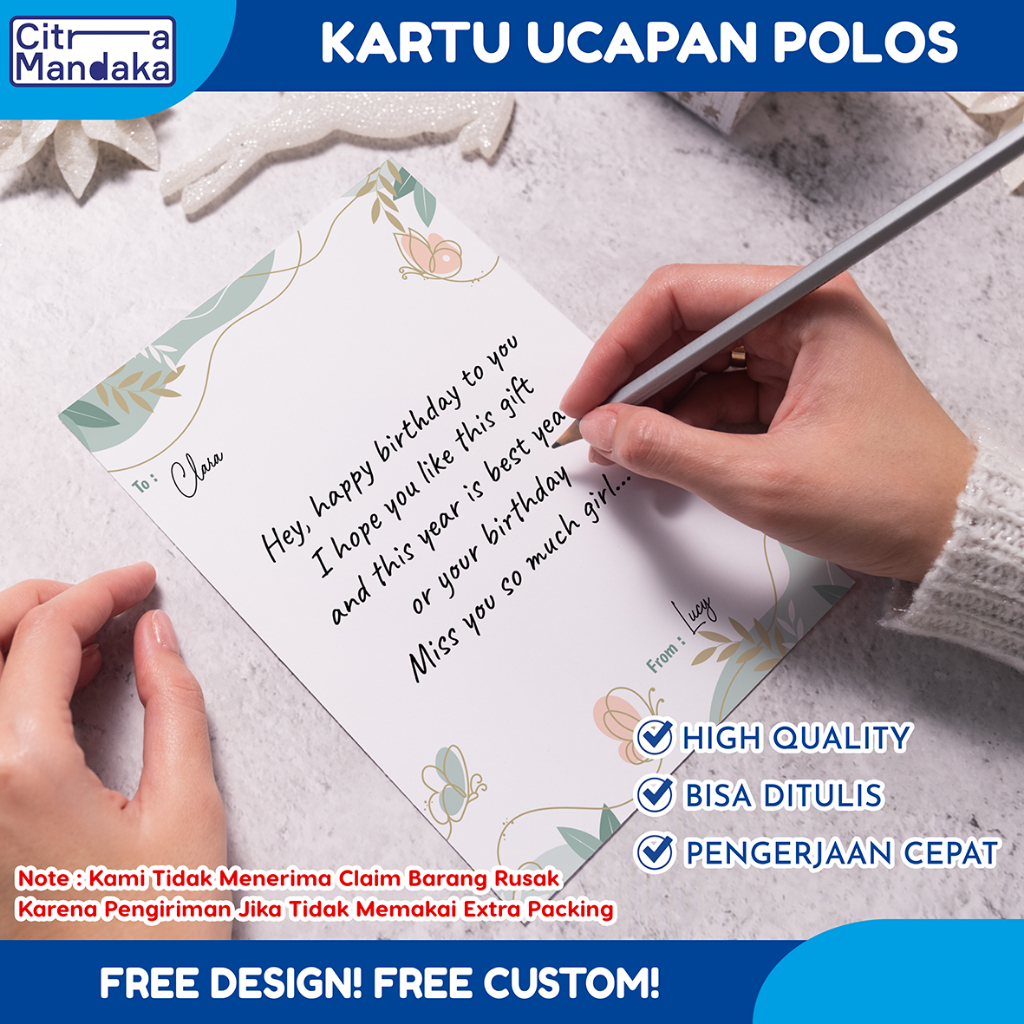 Jual Kartu Ucapan Polos Thank You Card Polos Greeting Card Blank