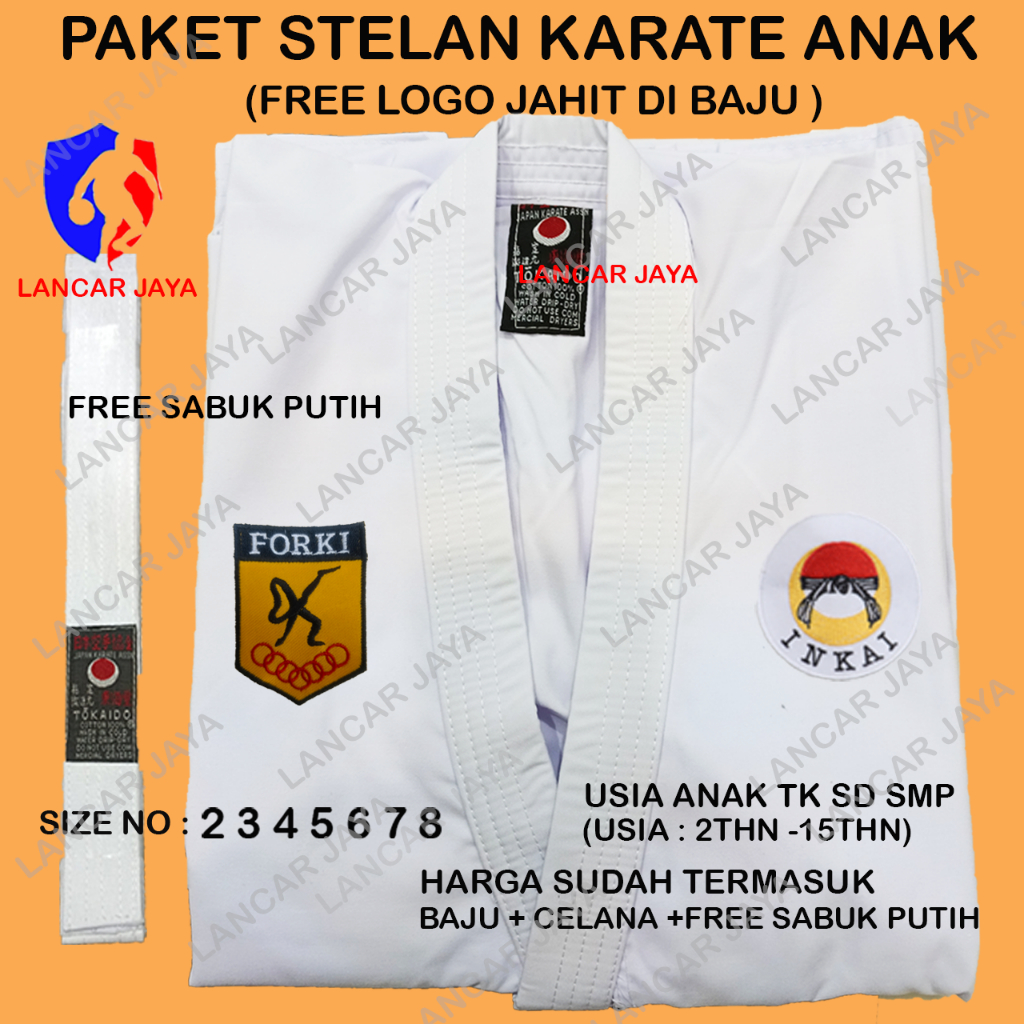 Jual BAJU KARATE ANAK FREE FORKI INKAI-FREE SABUK PUTIH | Shopee Indonesia