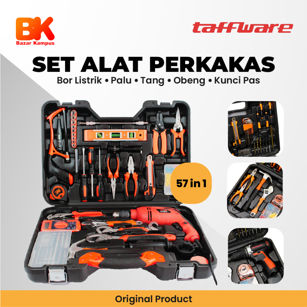 Jual Alat Perkakas Set Bor Listrik Tang Obeng Kunci Pas 57 In 1 ...