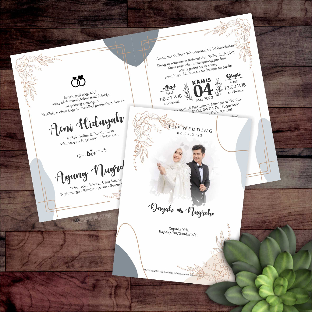 Jual Cetak Undangan Pernikahan Gratis Tambah Foto, Murah, Floral