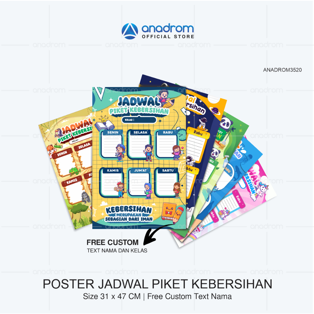 Jual Poster Jadwal Piket Kebersihan Kelas | Poster Piket Kelas | Poster ...