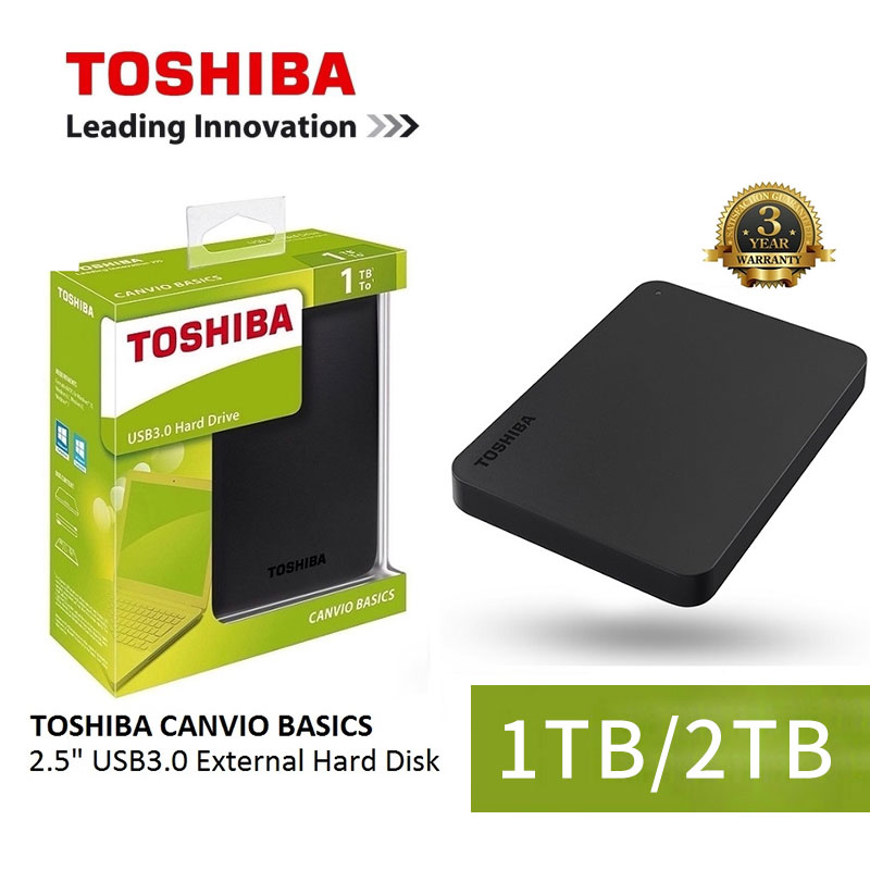 【Ready】Toshiba Canvio Basic 1TB/2TB HD Hardisk Eksternal HDD External USB  Portable Hardisk External Hard Disk
