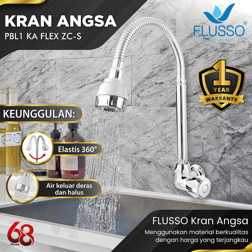 Jual Kran Angsa Flexible Flusso Kran Bak Cuci Piring Kran Air Wastafel Stainless 662 6255