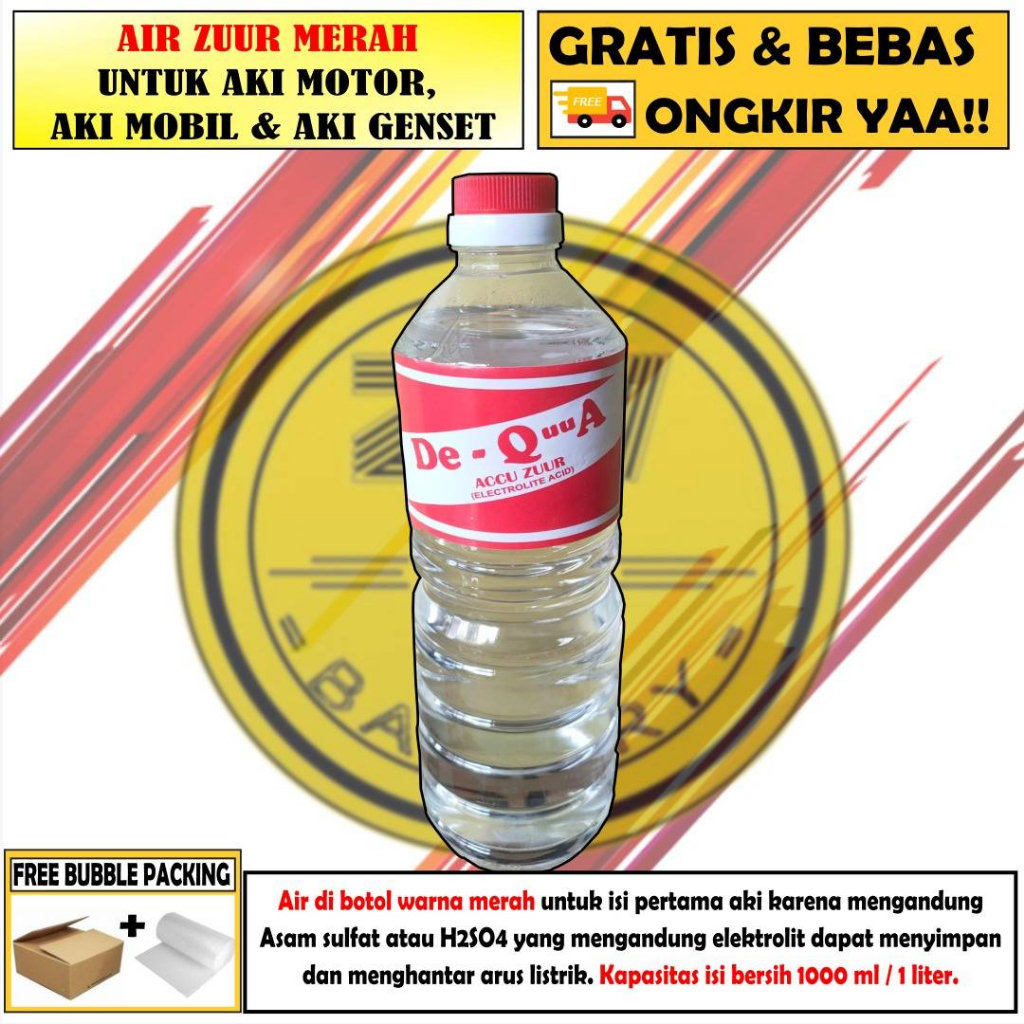 Jual AIR AKI / ACCU ZUUR ELEKTROLIT BOTOL MERAH 1L | Shopee Indonesia