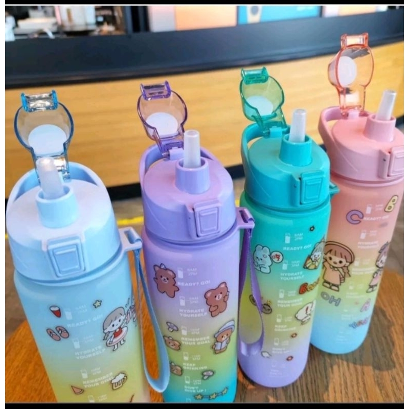 Jual Botol Minum 1 Liter Botol Minum Rainbow Korea Viral Botol Minum Motivasi Free Sticker 2d 8894